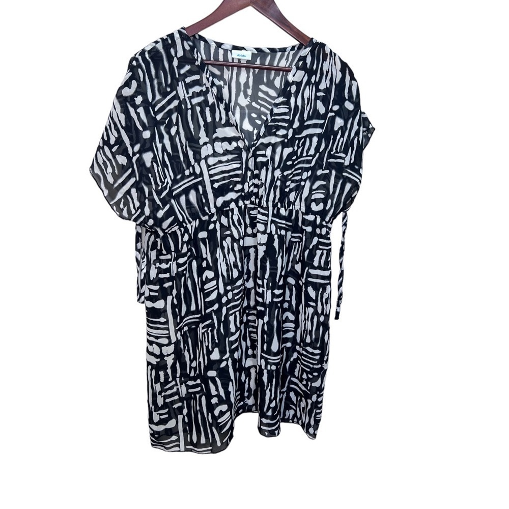 Krista Black & White Sheer Bathing Suit Cover Up